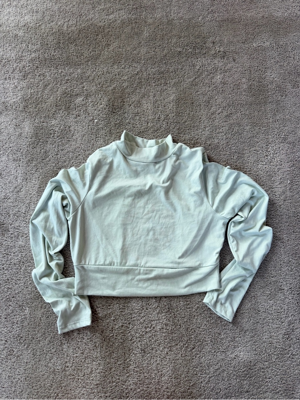 No Comment Mint Green Open Back Cropped Long Sleeve Top Size L